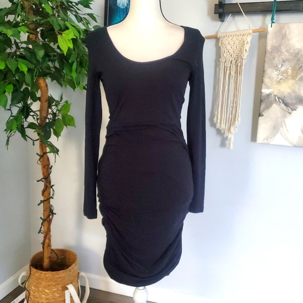 Express ruched side little black dress S